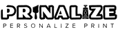 Logo with text 'PRINALIZE' and 'Personalize Print' on a black background